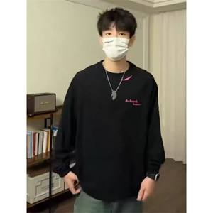 潮流美式幻影印花长t男春秋潮牌上衣服重磅长袖打底ins新款简约图片