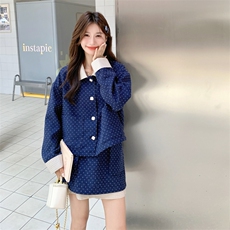 26春新款-轻奢高级感撞色波点设计格纹半裙套装2602-P175K288，女装套装/套裙，2B190