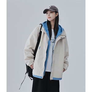 2024春季新款假两件连帽夹克潮流日系百搭撞色外套JK2362-P75图片