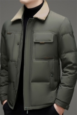 2025新标90白鸭绒中年羊羔毛领羽绒服外套男中青年羽绒服外套，男装羽绒服，钱塘723