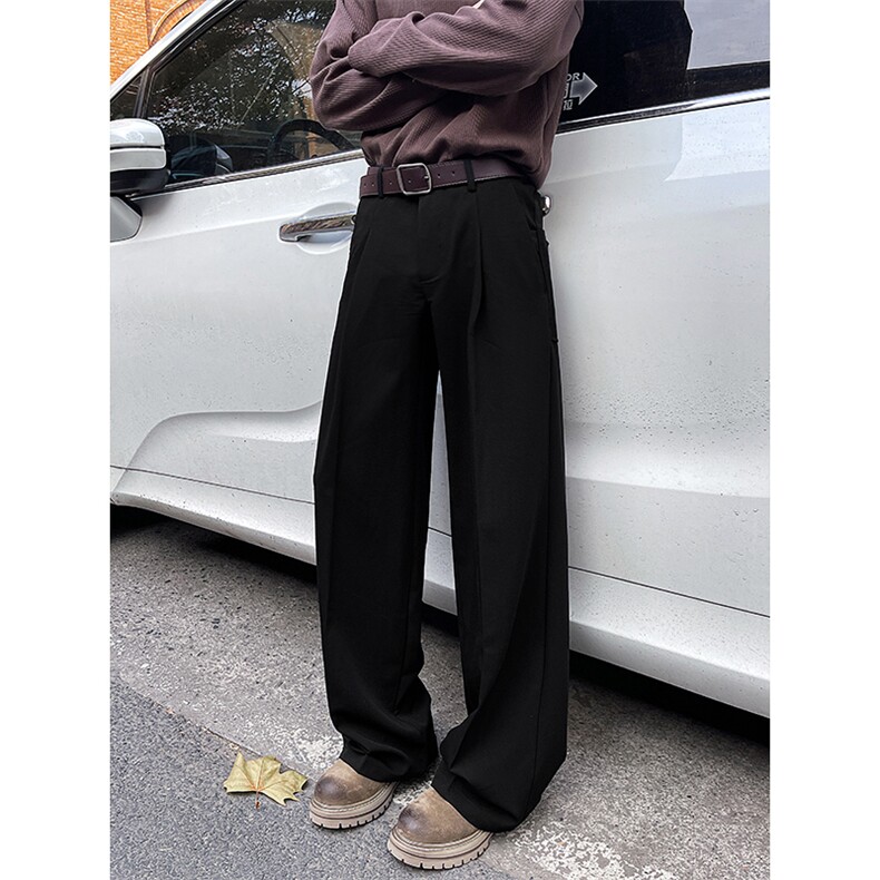 现货ZK7986-批65高克重美式复古褶皱宽松西裤男女大码百搭,男装西裤,电商A059
