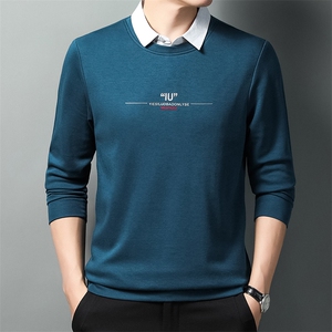 DC6842钱塘2020-3春季新款时尚假两件上衣男士长袖纯棉休闲T恤P60图片