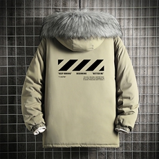 MM48128-P130冬季大毛领衣男士大码加厚袄男服网格，男装棉衣，电商A040A