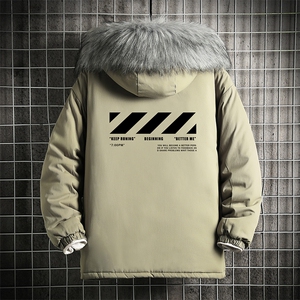 MM48128-P130 冬季大毛领衣男士大码加厚袄男服 网格图片