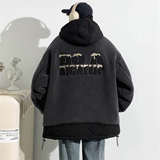 冬款学生港风羊羔绒保暖棉服加绒棉衣外套男女8336-P130控价178，男装棉衣，电商A441-1