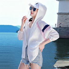 奥特莱斯大牌折扣撤柜清仓拼色防晒衣女刺绣防晒服轻薄开衫外套夏，女装防晒衣，浙宝281