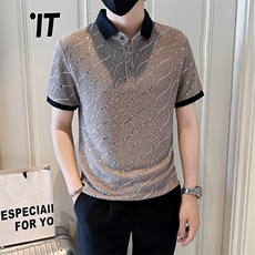 店主风社会小伙男士亮面翻领POLO衫男休闲上衣301A-1/PL117/P53，男装Polo衫，星座301A-1