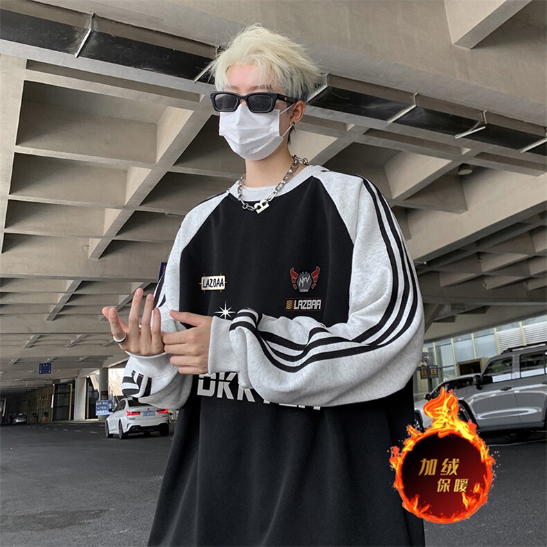 抖音得物供货提供视频秋冬重磅美式宽松织带圆领卫衣0788,男装卫衣,电商A486