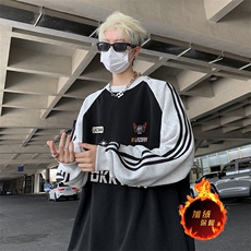 抖音得物供货提供视频秋冬重磅美式宽松织带圆领卫衣0788，男装卫衣，电商A486