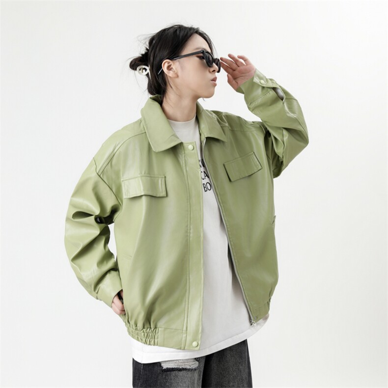 港风秋款男女PU皮衣拼接中性风皮夹克纯色休闲外套JK253P80,男装夹克,星座1013-1