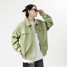 港风秋款男女PU皮衣拼接中性风皮夹克纯色休闲外套JK253P80，男装夹克，星座1013-1