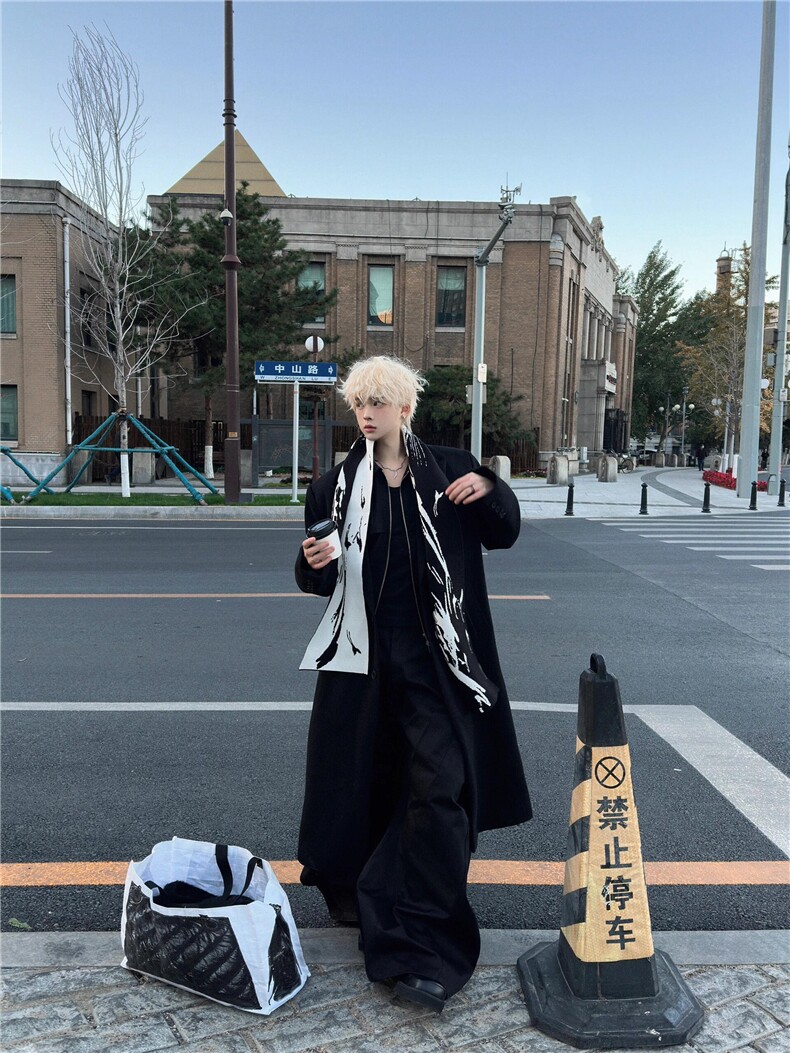 痞帅韩系长款风衣CF070-P98加棉105,男装风衣,星座313A(原308A-2)