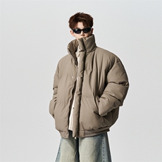 有长图冬季美式羽绒棉服男宽松棉衣立领PU皮棉袄外套MF00756/P100，男装棉衣，电商B316