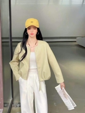韩系小个子廓形短款外套女2025春新款圆领皮衣休闲开衫，女装短外套，泰合衣坊