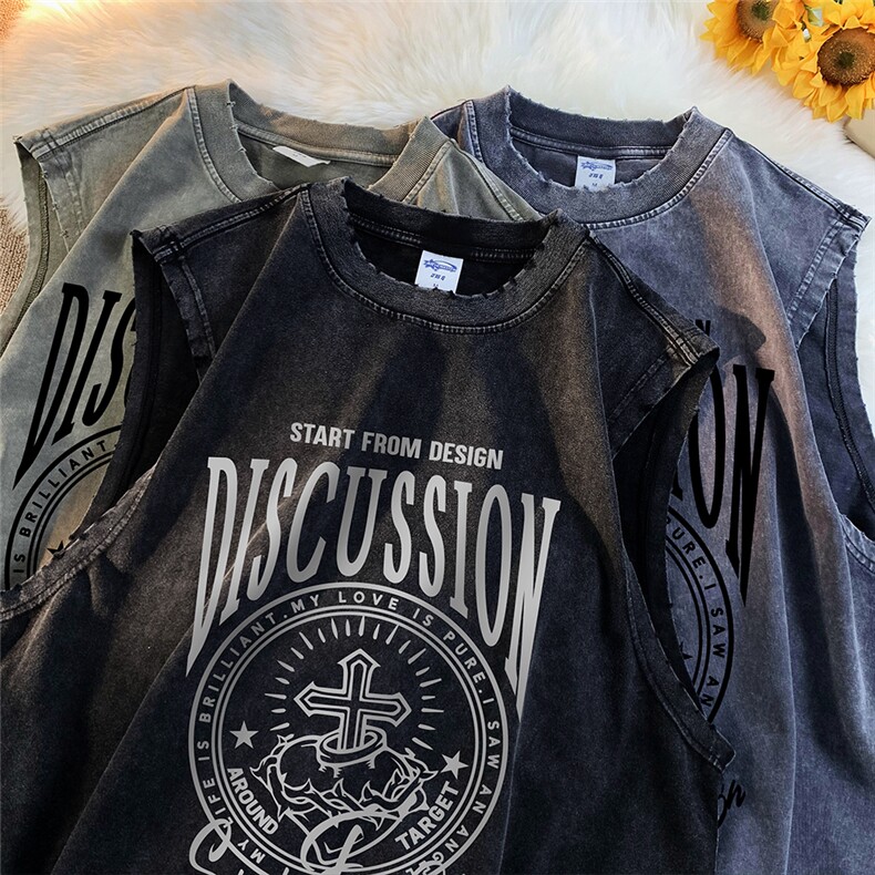 三亚外景夏季美式水洗无袖T恤潮流宽松背心DT6249P45控58，男装背心/马甲，电商A268A