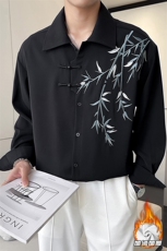 wassuphappy新中式长袖衬衫男款春秋季潮牌港风痞帅休闲衬衣外套，男装衬衫，电商A022