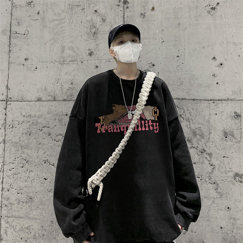 美式潮牌重磅水洗做旧圆领卫衣力推大码男BK5522-P58加绒P66,男装卫衣,星座517A