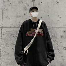 美式潮牌重磅水洗做旧圆领卫衣力推大码男BK5522-P58加绒P66，男装卫衣，星座517A