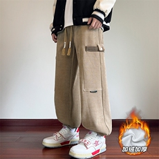 特批P40无差价冬季灯芯绒加绒加厚阔腿裤男大码束脚裤K1940J加绒，男装休闲裤，电商A001