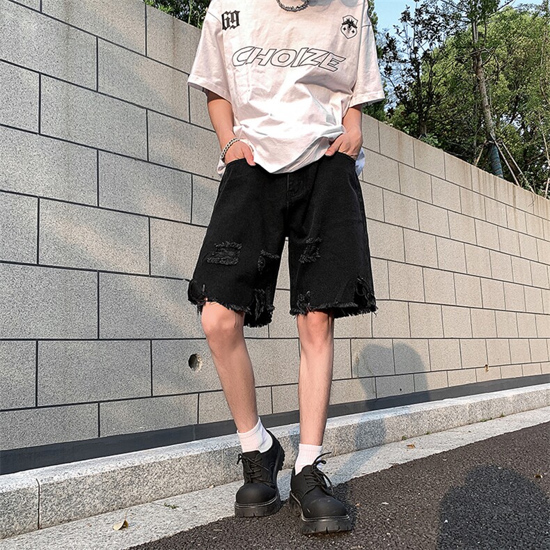 现货夏季美式复古毛边短裤五分乞丐破洞牛仔裤男K5808-P35控58,男装牛仔裤,星座205