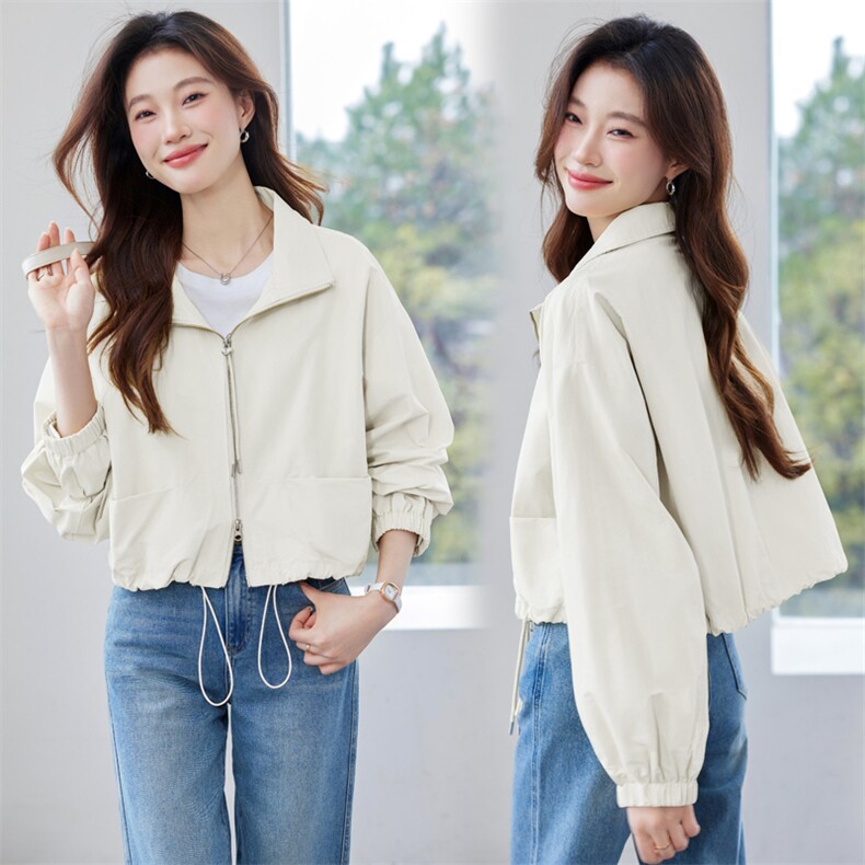 正品2025新款依尚街区短款长袖短外套女百搭休闲，女装风衣，微微衣阁