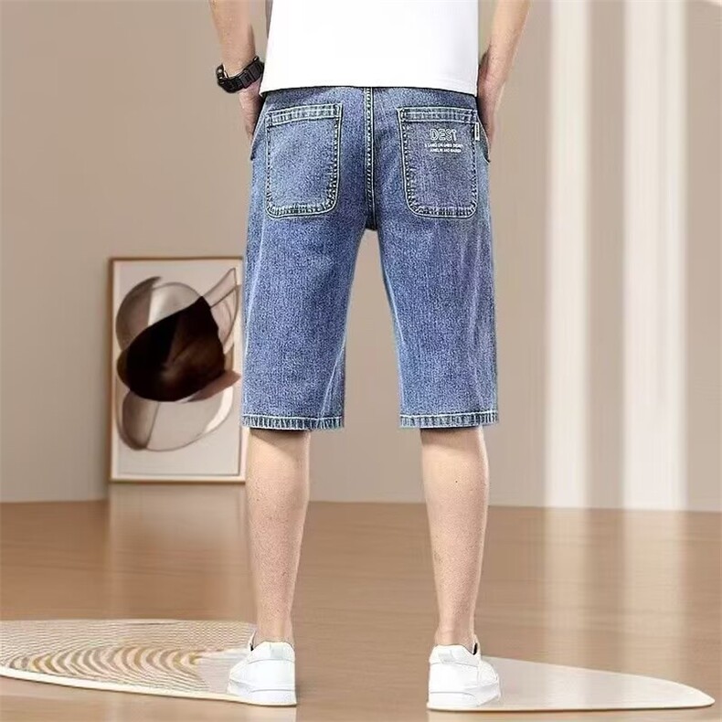 夏日新品拼接牛仔短裤男夏季薄款印花男士休闲中裤时尚风情七分裤,男装牛仔裤,星座1210-1