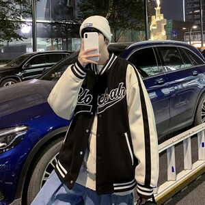 新款复古街头撞色刺绣棒球服宽松嘻哈高街秋季外套潮流WT101-P58图片