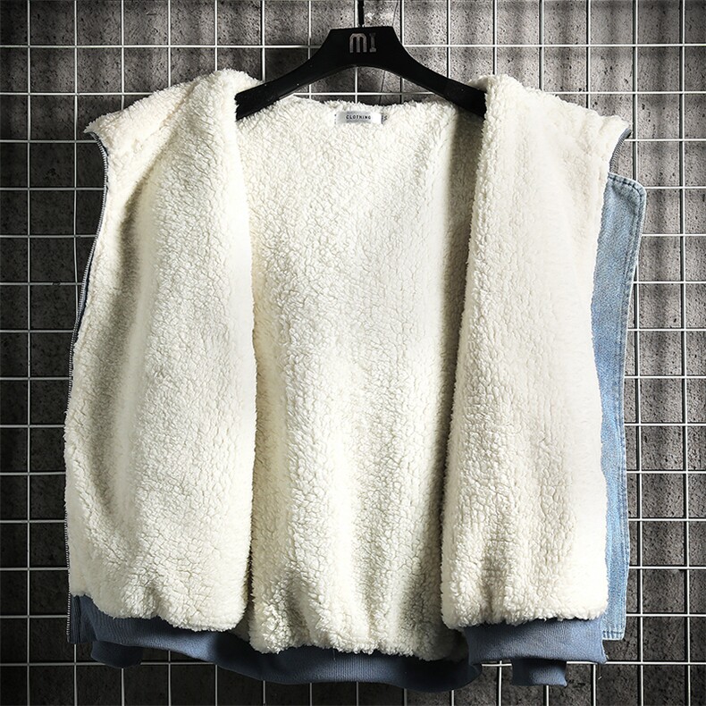 牛仔外套男大码加厚加绒衣男羊羔毛服男NM53254-P140网格,男装棉衣,电商A040A