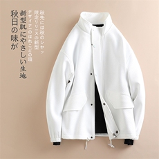 秋新日系简约法式立领大码男宽松白搭青少年上衣夹克外套J615-P65，男装夹克，电商A082