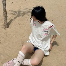 万针全刺绣工艺抖音得物高品质260克重磅纯棉双纱美式高街短袖T恤，男装T恤，电商A486