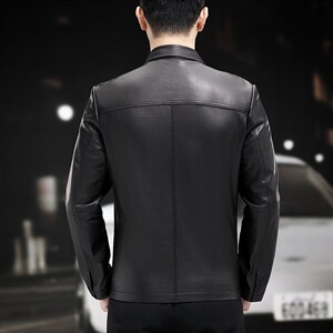 WL2103秋冬新款男士翻领皮夹克皮衣男山羊皮外套商务男装P780图片