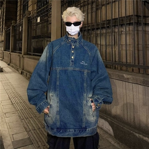 春秋新款潮牌夹克男复古街头宽松情侣百搭休闲外套,冬季女短夹克搭配什么裤子图片