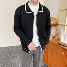轻熟风男装秋冬季新款撞色翻领针织开衫男士拉链毛衣外套潮牌G05，男装针织衫/毛衣，星座1116A-2（原606A-1）