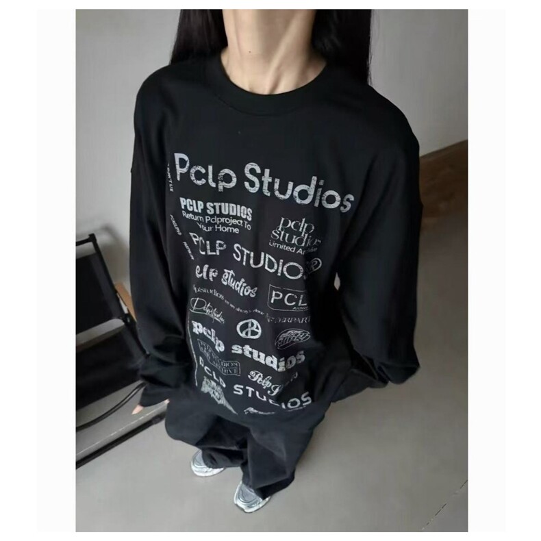 ins简约日系慵懒流行气质原宿新款纯棉260克平口长袖时尚百搭潮流，男装T恤，星座506A