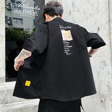 100%棉2021夏装新款印花潮短袖衬衫款中袖五分袖衬衣CS032，男装衬衫，电商D240-242