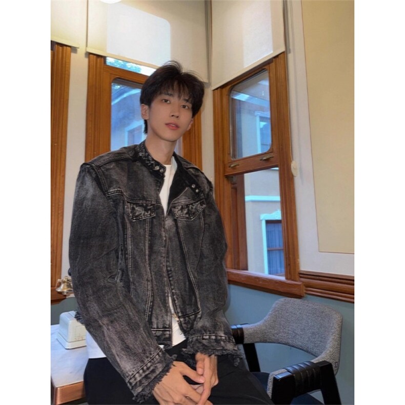 JK8638-P76美春秋男士覆古短垫肩牛仔夹克高端帅气高街,男装夹克,电商B323A