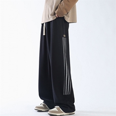 55%棉45%涤纶YK86019-P40三条杠拼接运动裤320g重磅针织卫裤男，男装休闲裤，电商A086-1