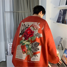 抖音品质潮流港风复古玫瑰宽松休闲卫衣JK23388特批36-控59，男装卫衣，星座605(原A050)