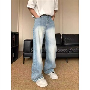 美式牛仔裤男款春秋季垂感百搭阔腿裤休闲宽松直筒裤NA408图片