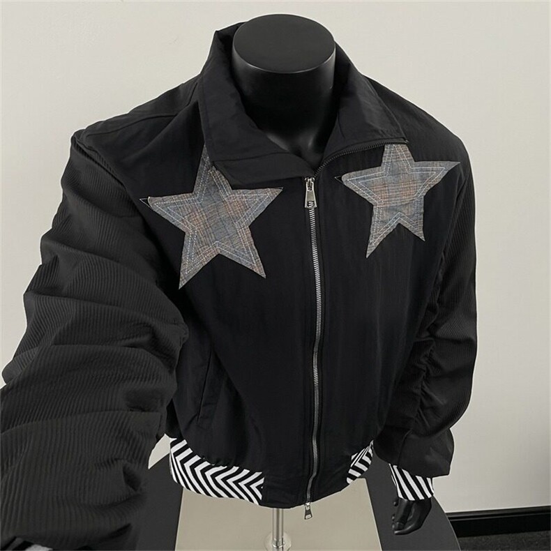 春秋痞帅外套男女ins高街港风原宿风韩版潮流宽松夹克W6408-P78，男装夹克，星座412-2