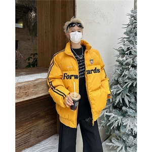 美式潮牌字母绣花棉服男冬加厚运动面包服情侣款棉衣外套M8090图片