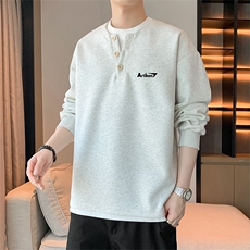 假两件卫衣亨利领t恤男款cleanfit美式复古长袖WY0553-P50，男装T恤，星座308B-2