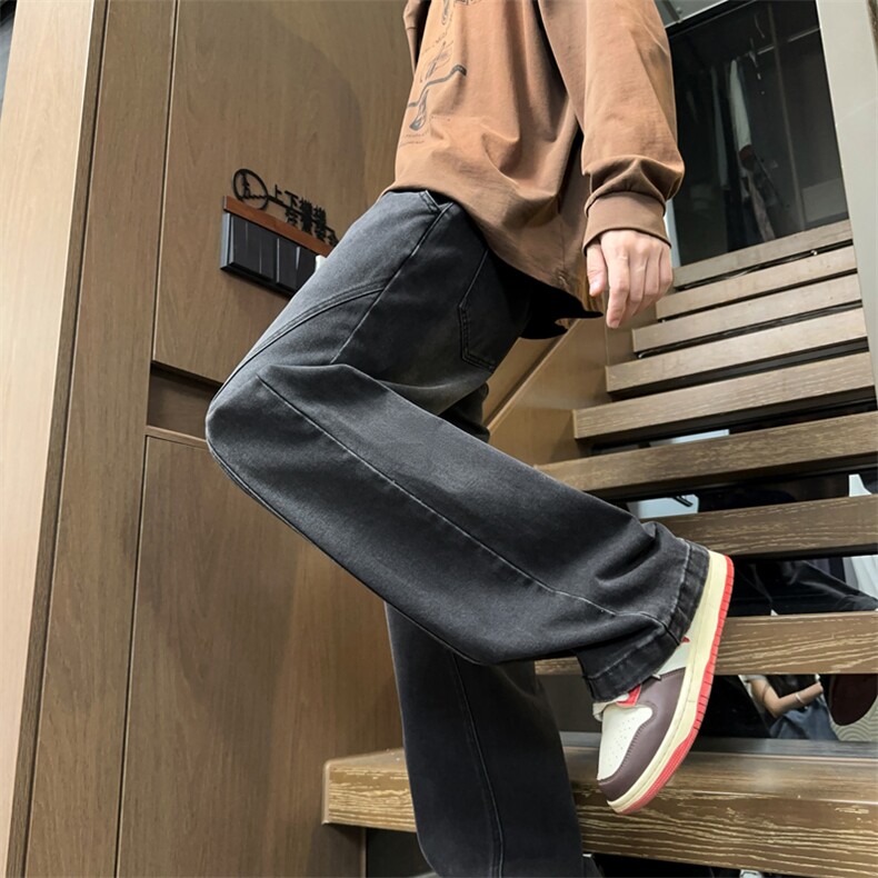 弯刀牛仔裤男生春季美式潮牌宽松百搭直筒潮流休闲长裤J8086-P45,男装牛仔裤,星座509