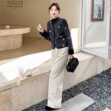 设计感复古绣花毛呢外套女2025秋季新款洋气显瘦小个子短款上衣潮，女装毛呢外套，2B142