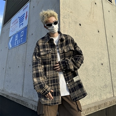 F45248秋装男生宽松休闲衬衫外套格子上衣男生衬衣，男装衬衫，星座512-6