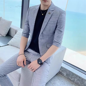 24年夏季薄款西装两件套礼服套装男装西服套装1012-W2101-P195图片