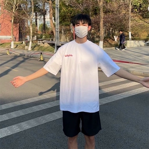万针全刺绣工艺抖音得物高品质260克重磅纯棉双纱美式高街短袖T恤图片