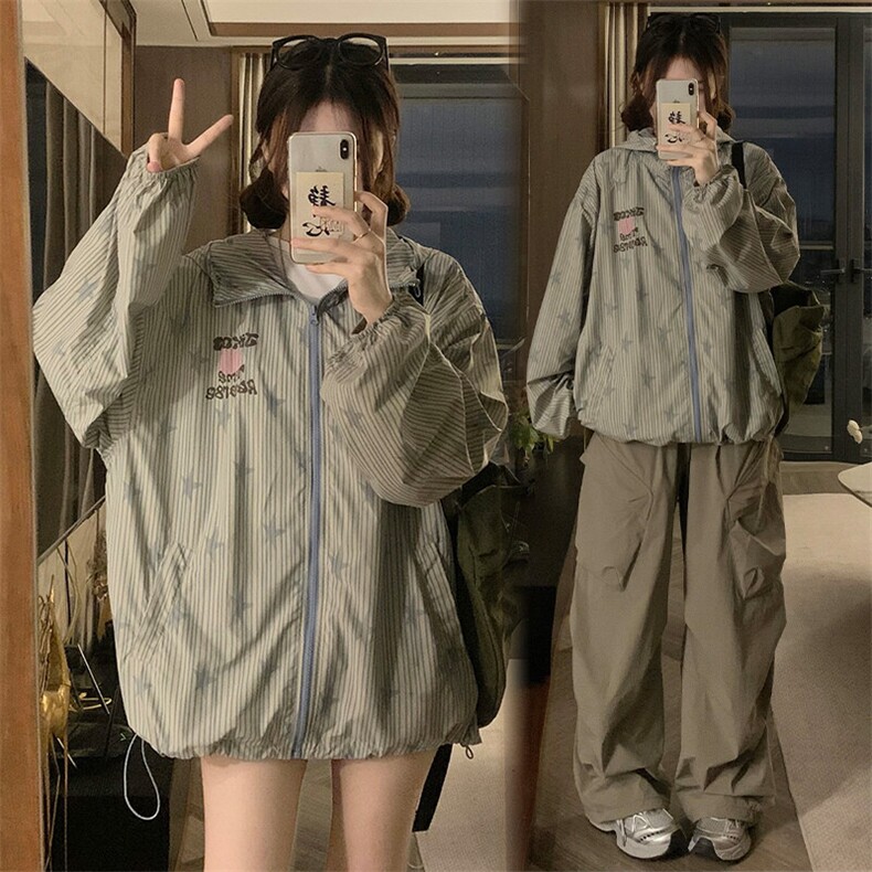 D730-P60冰感防晒衣2025upf50夏季印花抽绳长袖户外露营薄外套,男装夹克,星座911