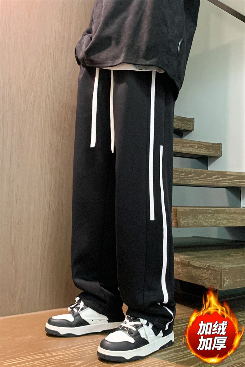 秋季木地板新款直筒男裤休闲百搭港风宽松加绒卫裤K3220H-P45,男装休闲裤,星座717