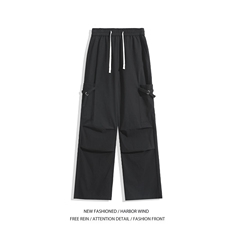 抖音品质秋季新款潮流双褶宽松休闲工装裤B315-K24237-特p40控78，男装工装外套，电商B315